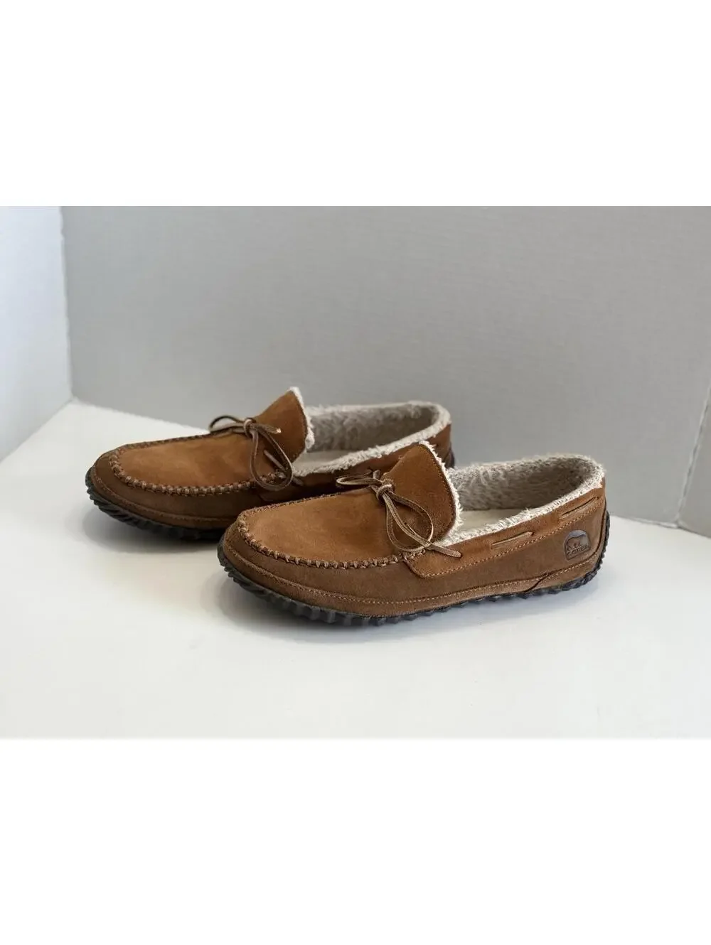 Sorel Maddox Moc Slipper Men's Brown Suede Faux Fur Lined Comfort Shoes Size 9.5